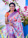 Digital Print Blue & Pink Mixed Colour Semi Linen Saree SL13