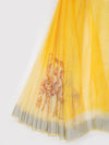 Bhagalpuri Jute Flower Design Printed Yellow Saree BJS42