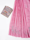 Bhagalpuri Jute Flower Embroidery Saree Pink BJS29