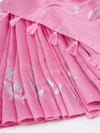 Bhagalpuri Jute Flower Embroidery Saree Pink BJS29