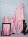 Womens Bhagalpuri Jute Flower Embroidery Saree Pink BJS26