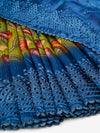 Semi Raw Silk Green and Blue Printed Saree with Embroidered Border SRS19