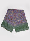 Semi Raw Silk Purple and Green Printed Saree with Embroidered Border SRS22