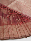 Stylish Semi Kora Cotton Brown Saree SK74