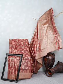  Stylish Semi Kora Cotton Brown Saree SK74