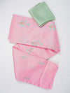 Womens Bhagalpuri Jute Flower Embroidery Saree Pink BJS26