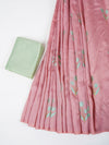 Womens Bhagalpuri Jute Flower Embroidery Saree Pink BJS26