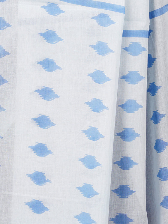 Cotton Printed Temple Design Saree Blue CPS08