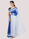Cotton Printed Temple Design Saree Blue CPS08