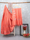 Womens Bhagalpuri Jute Flower Embroidery Saree Pink BJS24
