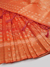 Stylish Flower Design Orange & Sandal Semi Kora Cotton Saree SK78