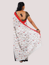 Cotton Printed White & Black Saree CPS04