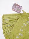 Bhagalpuri Jute Flower Embroidery Saree Green BJS23