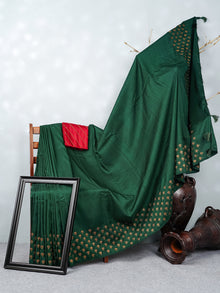  Semi Tussar Flower Embroidery Dark Green Colour Saree ST83