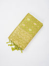Stylish Flower Design Green & Sandal Semi Kora Cotton Saree SK72