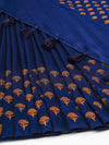 Semi Tussar Flower Embroidery Navy Colour Saree ST82