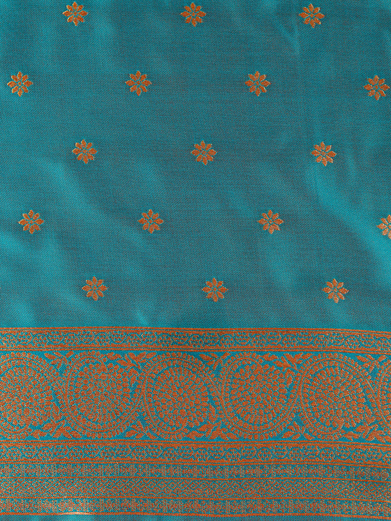 Women Sandal & Green Floral Printed Dola Silk Saree DSP01