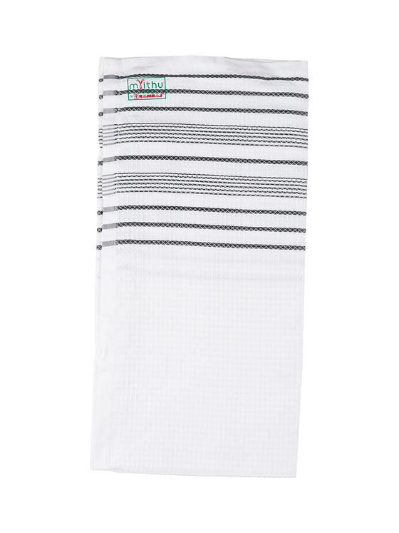 100% Cotton Checked White Bath Towel Blossom