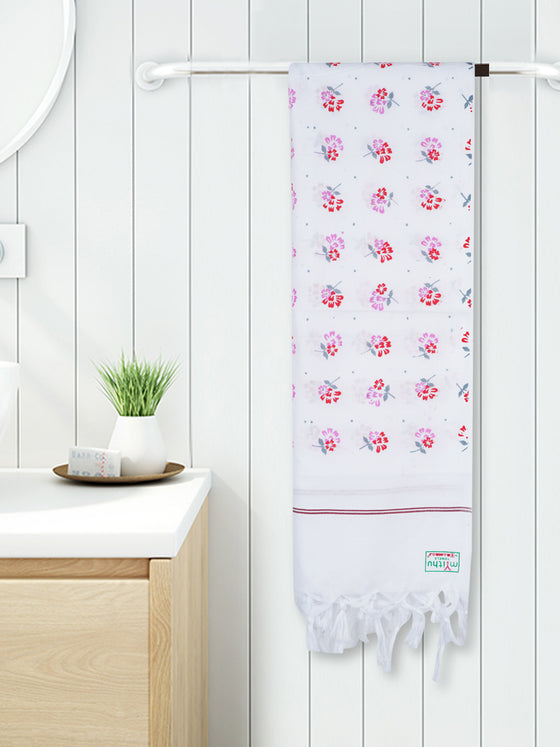 Diamont Print Cotton White Bath Towel