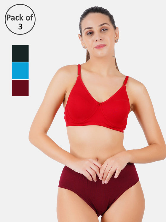 Cotton Full Coverage Soft Panties For U Plain Plus Size (3Pcs pack)