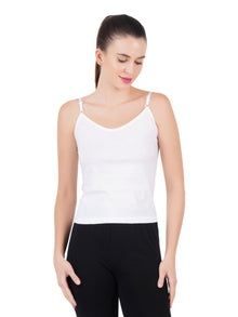  Cotton Durable with Adjustable Strap Camisole Petals White (2PCs Pack)