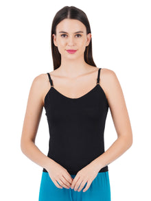  Cotton Durable with Adjustable Strap Camisole Petals Black (2PCs Pack)