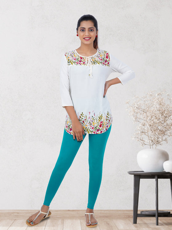 Ankle Fit Spandex Stretchable Leggings Teal Green