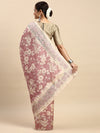 Semi Tussar Woven Embroidery Saree Pink with Sandal STWE11