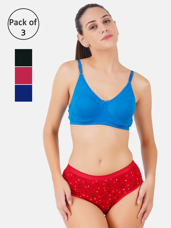 Double Layer Full Coverage Panties Elina Print Plus Size (3Pcs Pack)