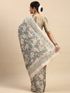 Semi Tussar Woven Embroidery Saree Green with Sandal STWE14