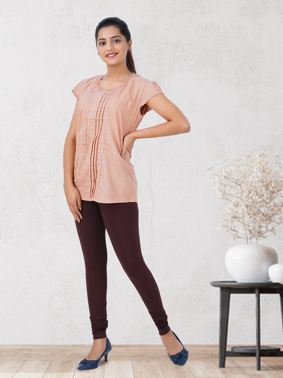 Churidar Fit Spandex Stretchable Leggings Coffee Brown