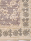 Semi Tussar Woven Embroidery Saree Grey with Sandal STWE12