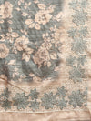 Semi Tussar Woven Embroidery Saree Green with Sandal STWE14