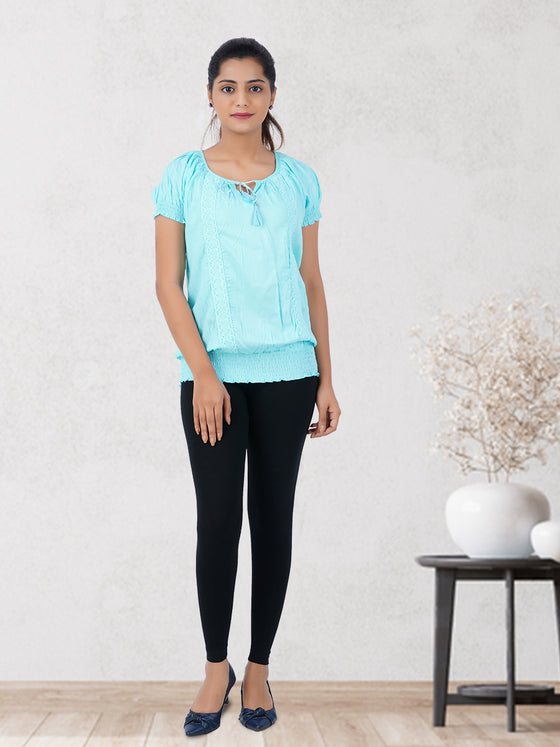 Ankle Fit Spandex Stretchable Leggings Black