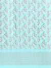 Leaf Design Digital Print Blue Semi Linen Saree SL22
