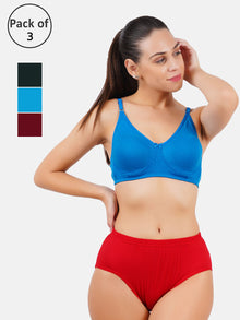  Cotton Comfortable Full Coverage Soft Panties For U Plain (3Pcs pack)