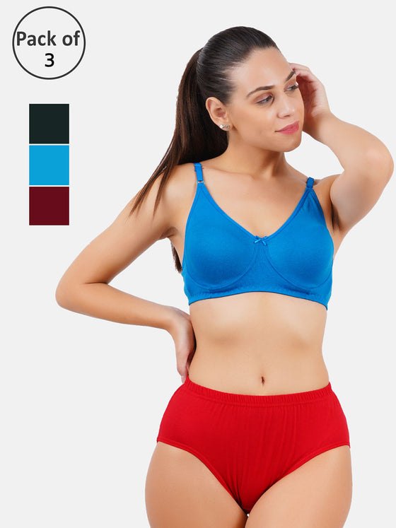 Cotton Comfortable Full Coverage Soft Panties For U Plain (3Pcs pack)