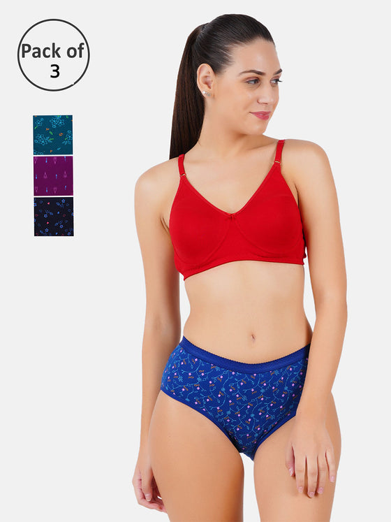 Cotton with Ultra Soft Full Coverage Panties Pretty Print (3Pcs pack)