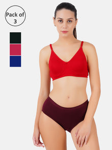  Comfort Waist Band Soft Panties Only U Plain Plus Size (3Pcs pack)