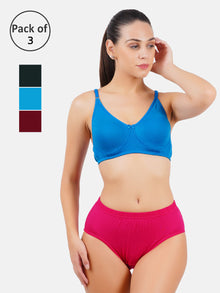  Cotton Double Layer Full Coverage Panties Teekay Plain (3Pcs pack)