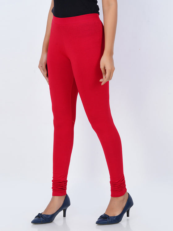 Churidar Fit Spandex Stretchable Leggings Chilly Red