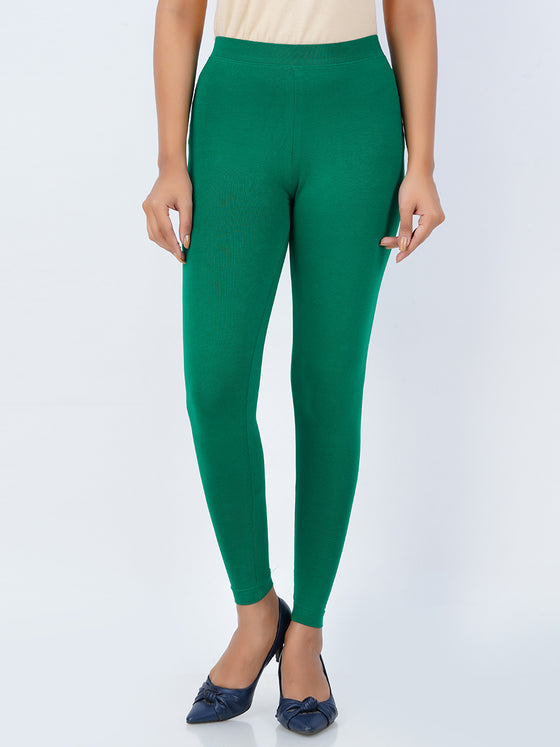 Ankle Fit Spandex Stretchable Leggings D Green