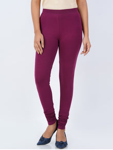  Churidar Fit Spandex Stretchable Leggings Grape Wine