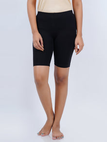  Cotton Stretchable Comfort Knitting Tights Black (2Pcs Pack)