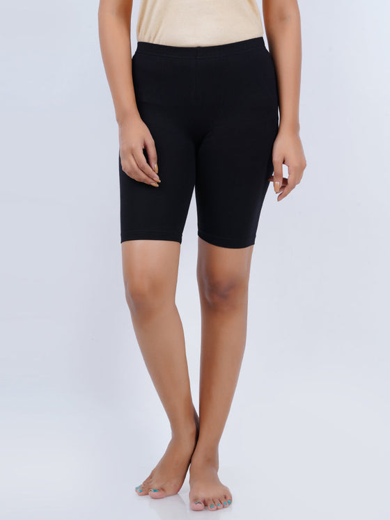Cotton Stretchable Comfort Knitting Tights Black (2Pcs Pack)