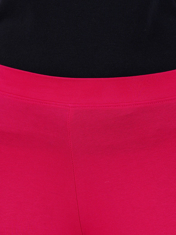 Ankle Fit Spandex Stretchable Leggings Dark Pink