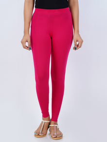  Ankle Fit Cotton with Spandex Stretchable Leggings Pink