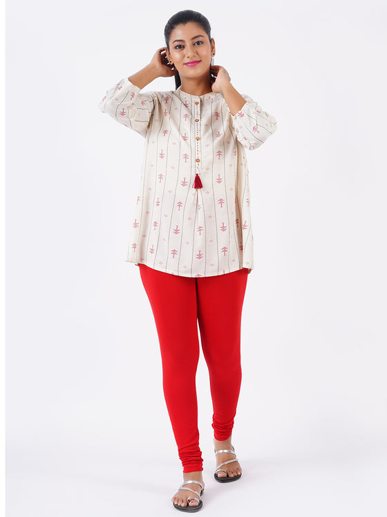 Churidar Fit Spandex Stretchable Leggings Red L42