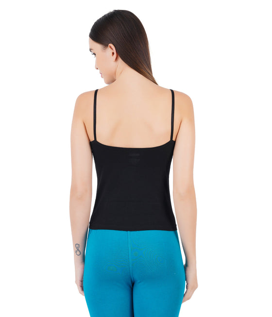 Cotton Durable with Adjustable Strap Camisole Petals Black (2PCs Pack)