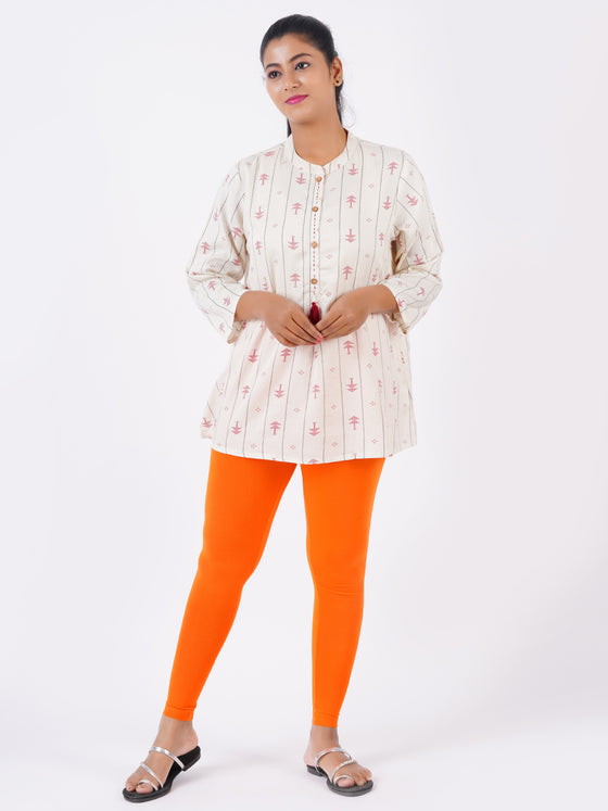 Churidar Fit Spandex Stretchable Leggings Fanta Orange L05